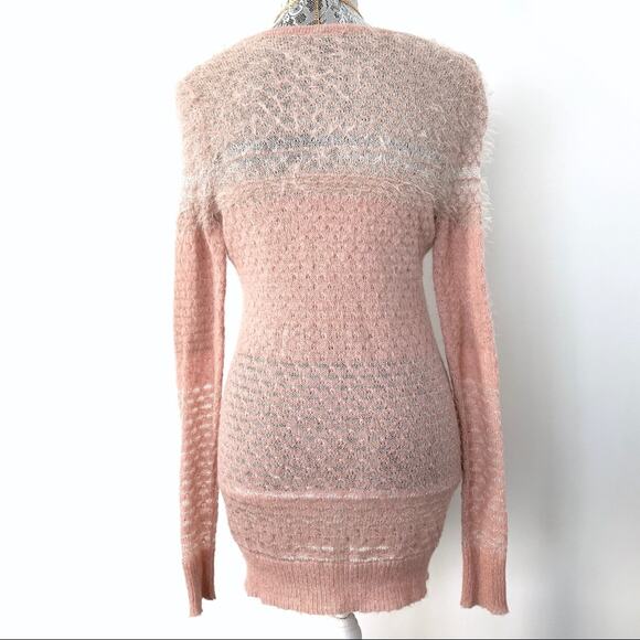 Valette Womens Mohair Long Sleeve Metallic V-Neck Sweater Mini Dress Tunic XS - Picture 3 of 5